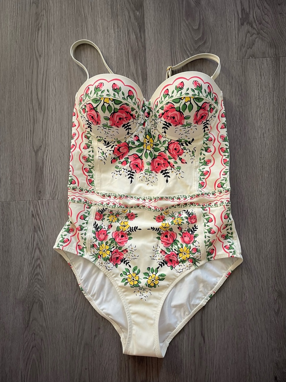 NWT Tory Burch LIPSI White Floral One-Piece Swimsuit garden veil - Picture 2 of 9